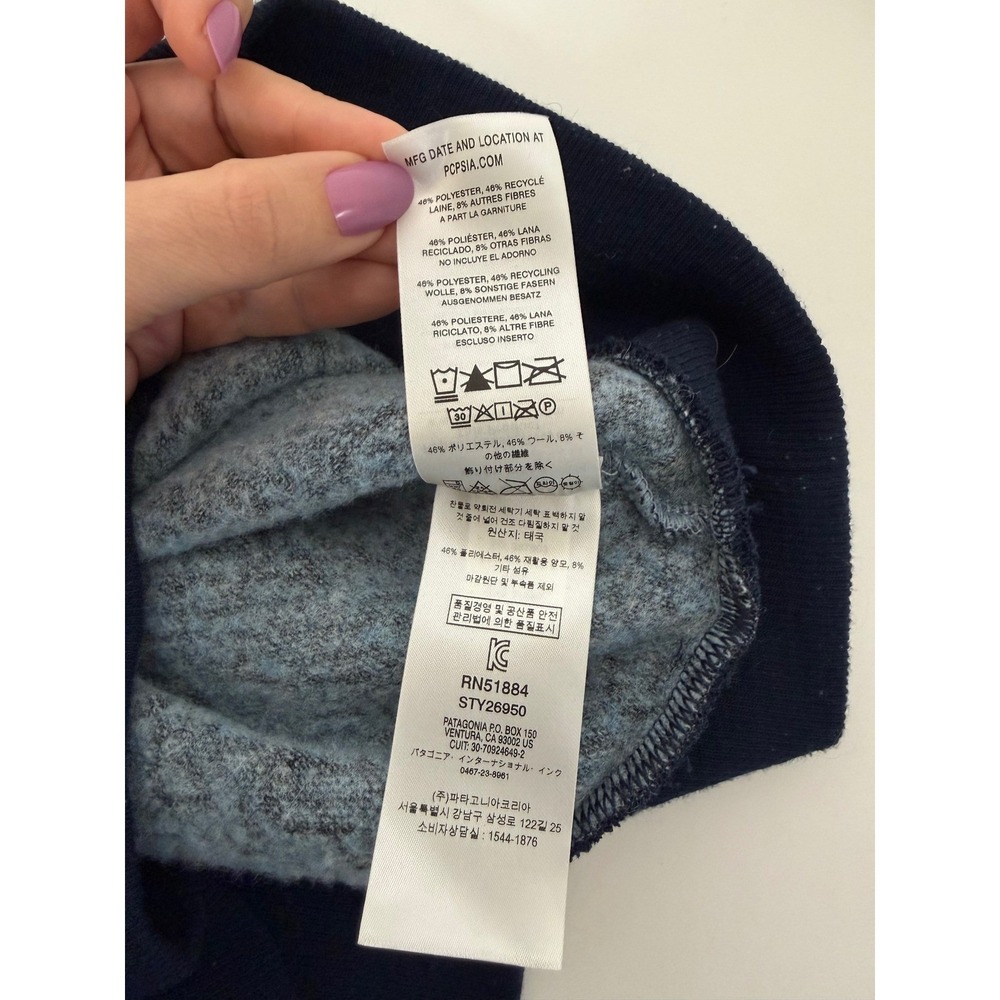 Patagonia Sweater Women's Small Wool Blend Woolyester Quarter Zip Blue Gorpcore - Picture 9 of 12